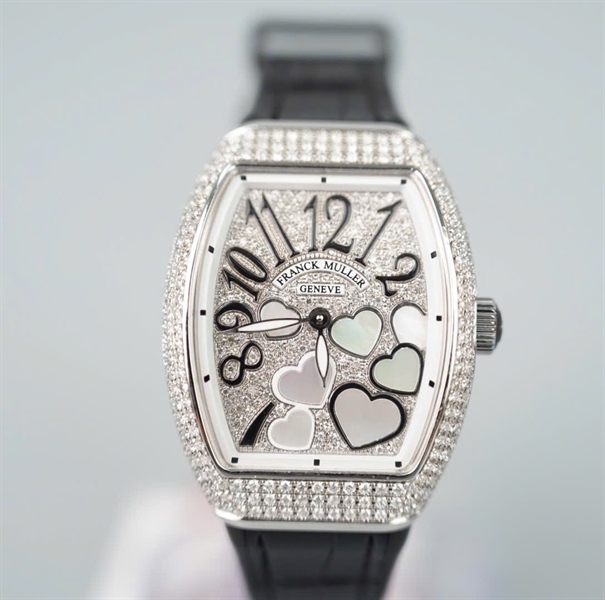 Đồng hồ Franck Muller dây đen mặt vuông hình trái tim (No3587) (HC) KG+