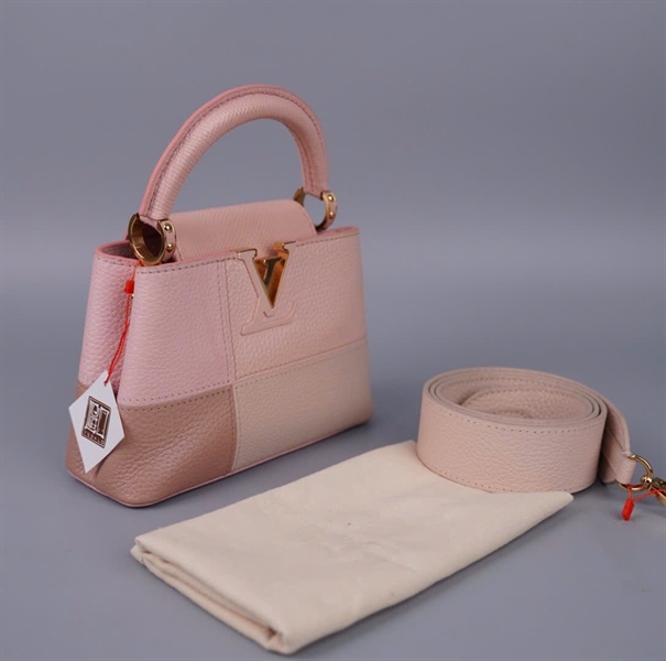 Túi LV Capu hồng phối nude sz20 (HC)+