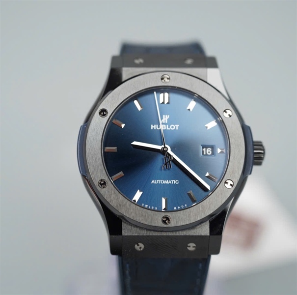 Đồng hồ Hublot dây đen mặt xanh (1340286) (HC) KG+