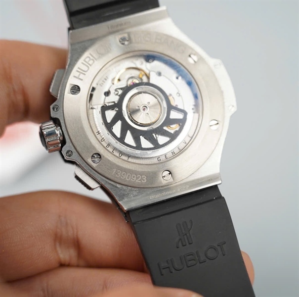 Đồng hồ Hublot dây đen mặt viền đá (1390923) (HC) KG+