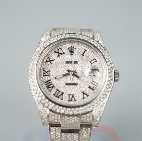 Đồng hồ Rolex bạc đính full đá (HC) KG+