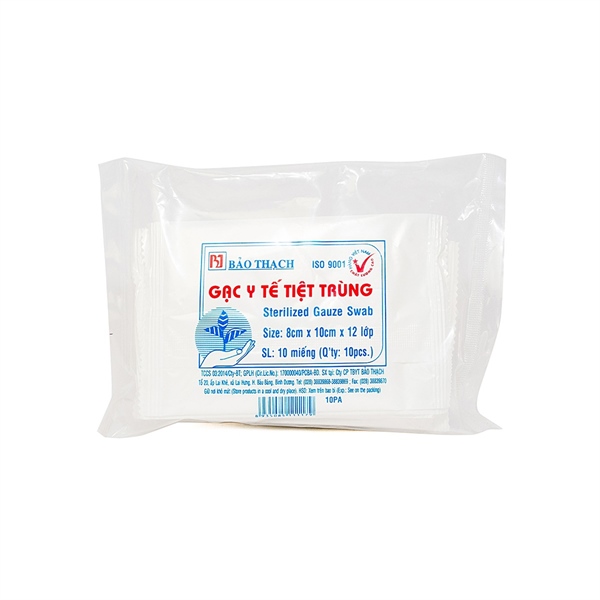 Gạc y tế bảo thạch 8cmx10cmx12lớp (gói)