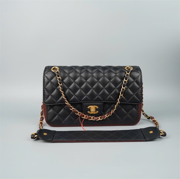 Túi Chanel Classic đen phối nâu (30455374) sz26 KG+