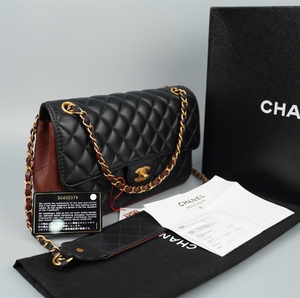 Túi Chanel Classic đen phối nâu (30455374) sz26 KG+