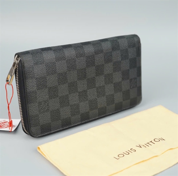 Ví LV zip ô vuông xanh đen bản lớn CR4171 (LT)KG+