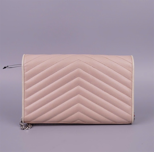 Túi YSL màu nude viền trắng (BQ) sz22 KG+