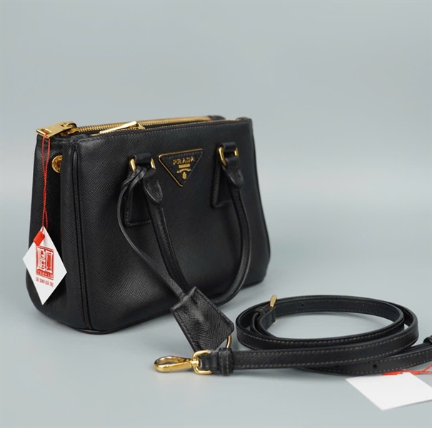 Túi Prada màu đen 2 ngăn zip sz20 (BQ) KG+