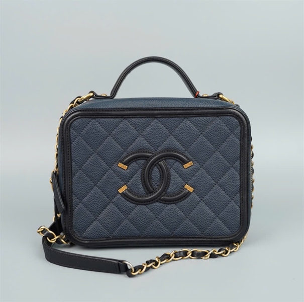 Túi Chanel Vanity màu xanh (23986613) sz19 (BQ) KG+