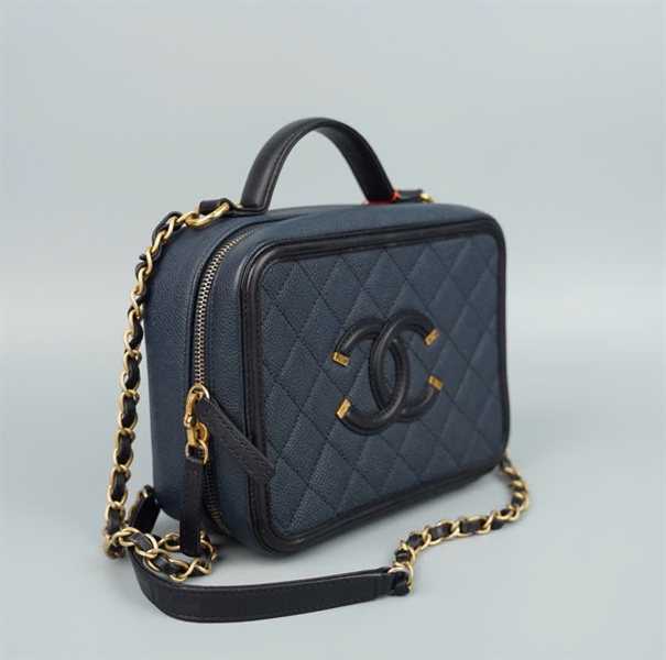 Túi Chanel Vanity màu xanh (23986613) sz19 (BQ) KG+