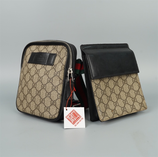 Túi GG đeo chéo xám set 2 (493075) sz15 (Manly) KG+