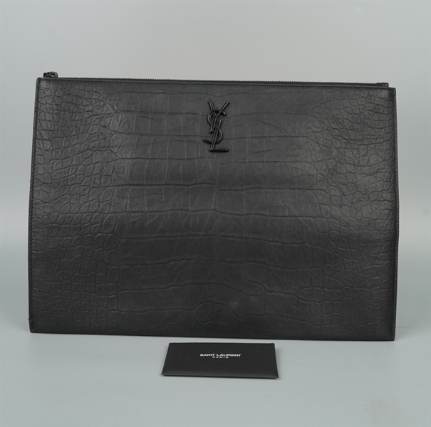 Túi YSL Clutch đen da cá sấu (Manly) sz35 KG+