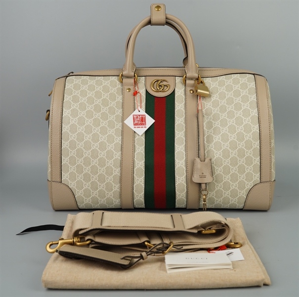 Túi GG Du lịch màu xám viền nude kèm ổ + chìa sz45 KG+