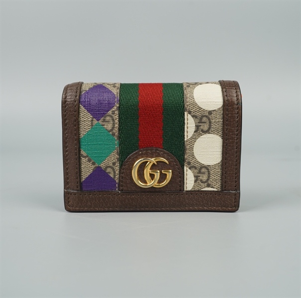 Ví GG gập 2 xám in ô vuông tím xanh KG+