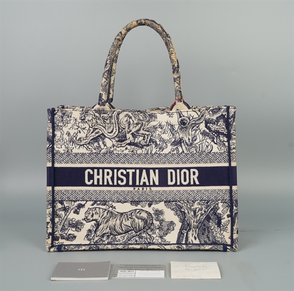 Túi Dior tote xám xanh in hình (50-MA-0211) sz35 KG+