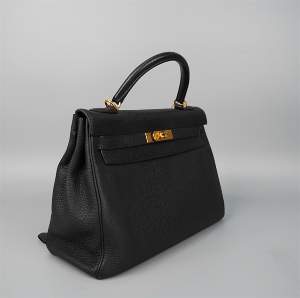 Túi Hermes Kelly đen có lót form, ổ + chìa sz32 KG +