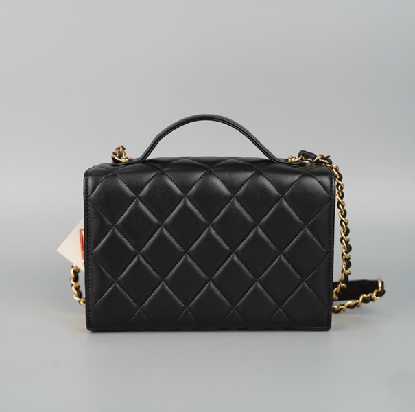 Túi Chanel Handle đen cạnh vàng (K5NL91J3) sz17 KG+