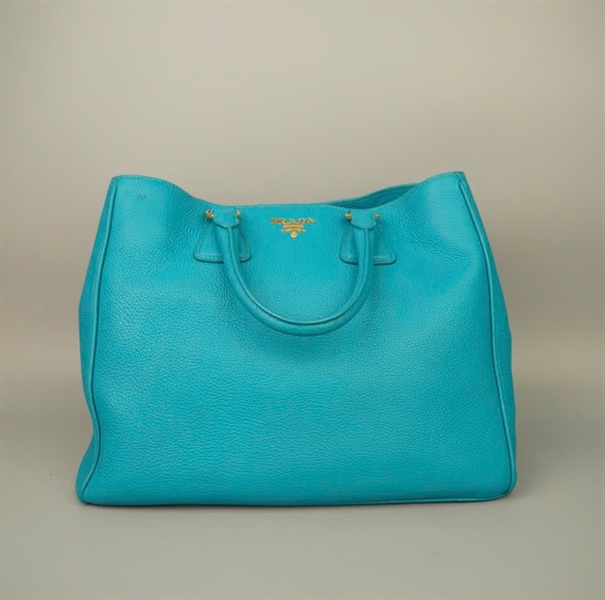 Túi Prada Handle xanh 2 strap kèm tag sz37+