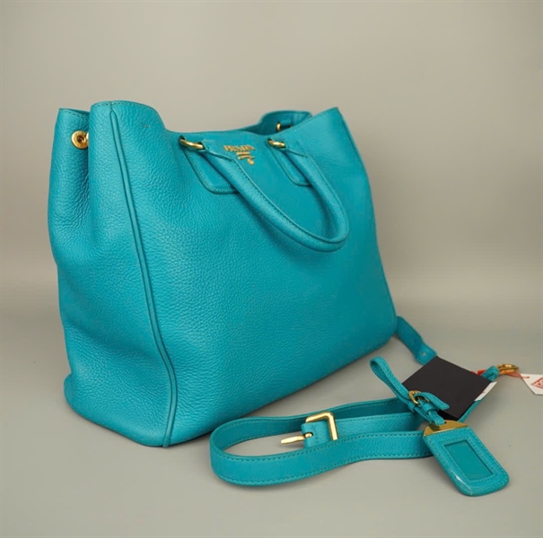 Túi Prada Handle xanh 2 strap kèm tag sz37+