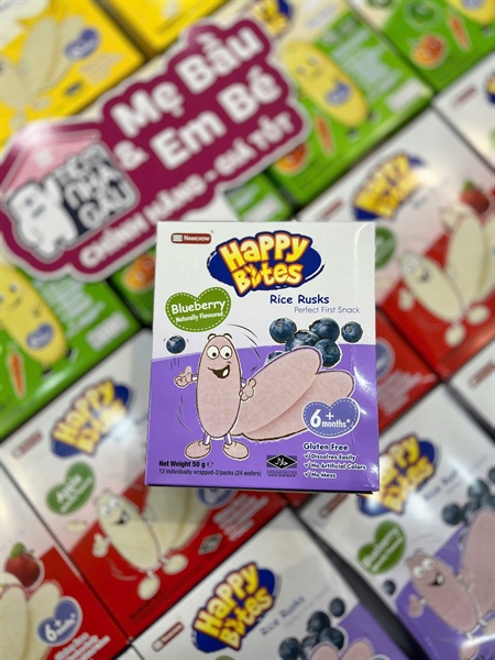 Bánh gạo Happy Bites 6M+ 50g Việt quất