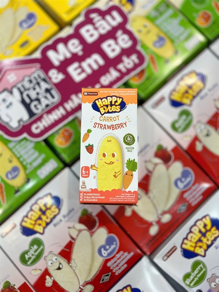 Bánh gạo Happy Bites 6M+ 21g Cà rốt dâu