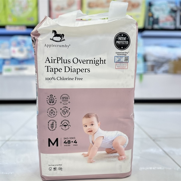 Tã dán đêm Applecrumby M 48+4 Miếng gói lớn