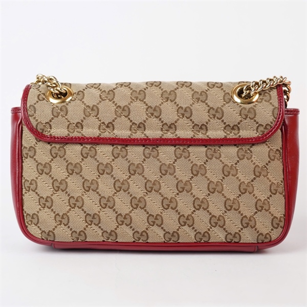 Túi GG Marmont xám viền đỏ (443497-525040) sz25 KG+