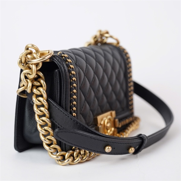 Túi Chanel Boy đen viền xích (X13661P7) sz20 KG+