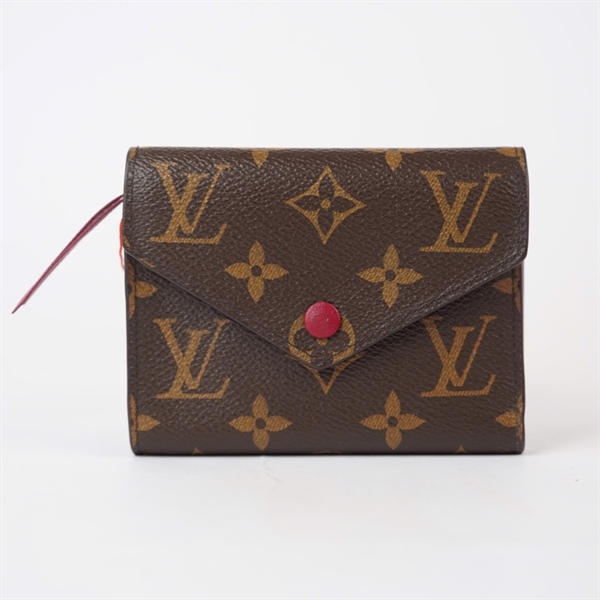 Ví LV hoa nâu gập 3 nút đỏ (LT) KG+