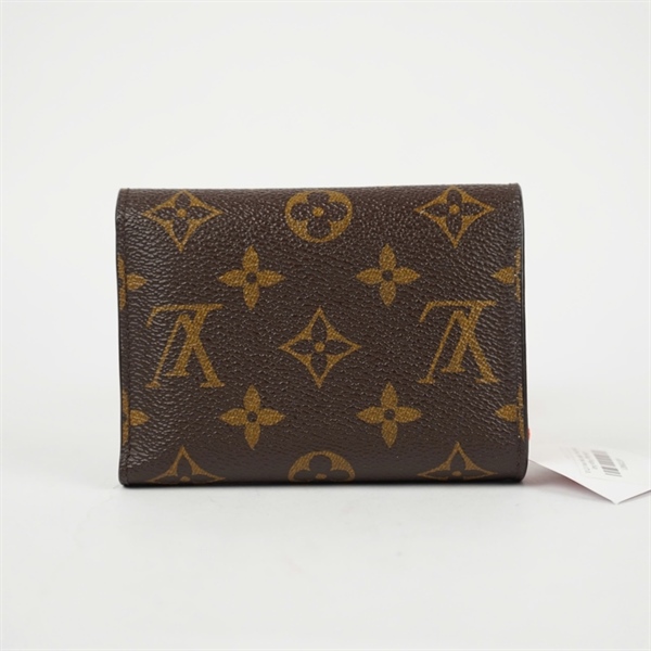 Ví LV hoa nâu gập 3 nút hồng lòng hồng (PN) KG+