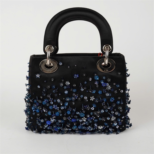 Túi Dior Lady đen đính cườm hoa (04-MA-0184) szmini (HC)+