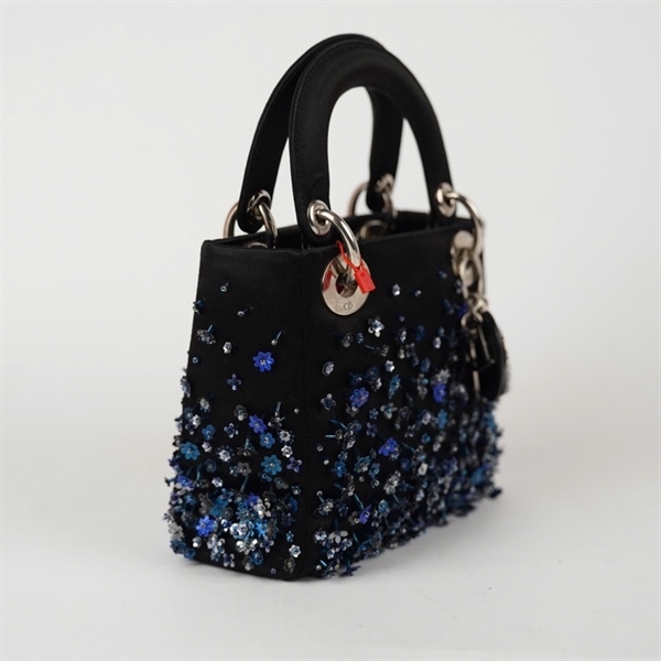 Túi Dior Lady đen đính cườm hoa (04-MA-0184) szmini (HC)+