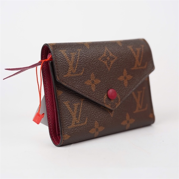Ví LV hoa nâu nút đỏ gập 3 (LT) KG+