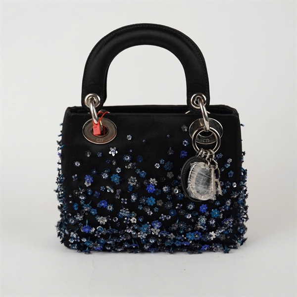 Túi Dior Lady đen đính cườm hoa (04-MA-0184) szmini (HC)+