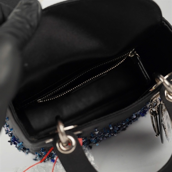 Túi Dior Lady đen đính cườm hoa (04-MA-0184) szmini (HC)+
