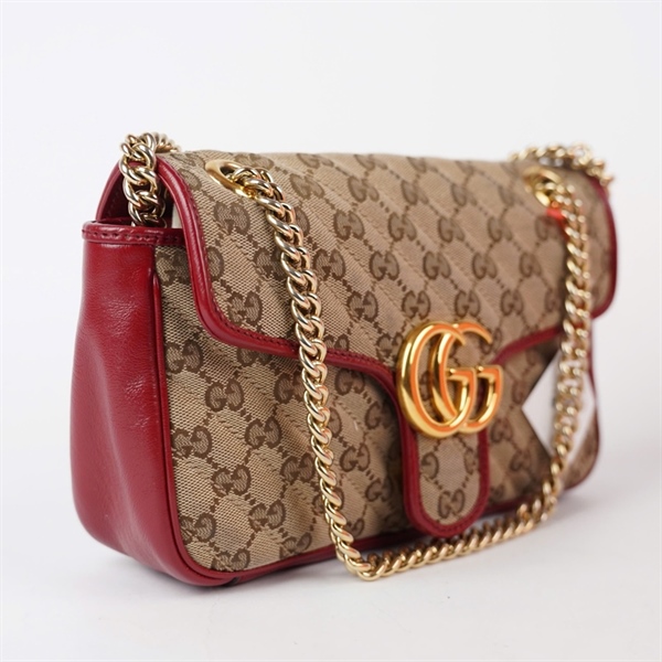 Túi GG Marmont xám viền đỏ (443497-525040) sz25 KG+