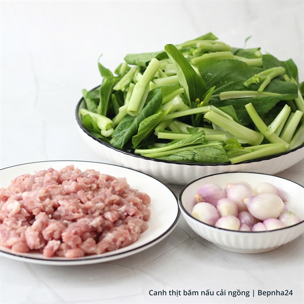Canh thịt băm nấu cải ngồng (Set)