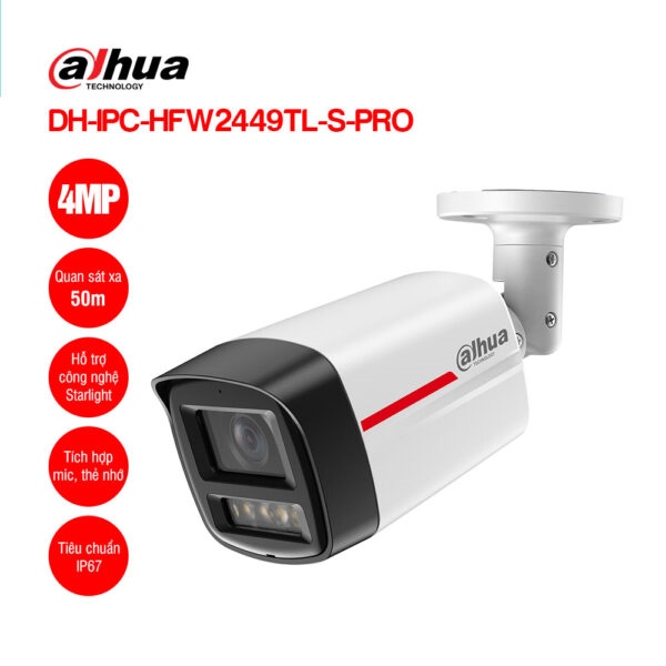 Camera Dahua IPC HFW2449TL-S-PRO Wiz Color 4.0Mpx
