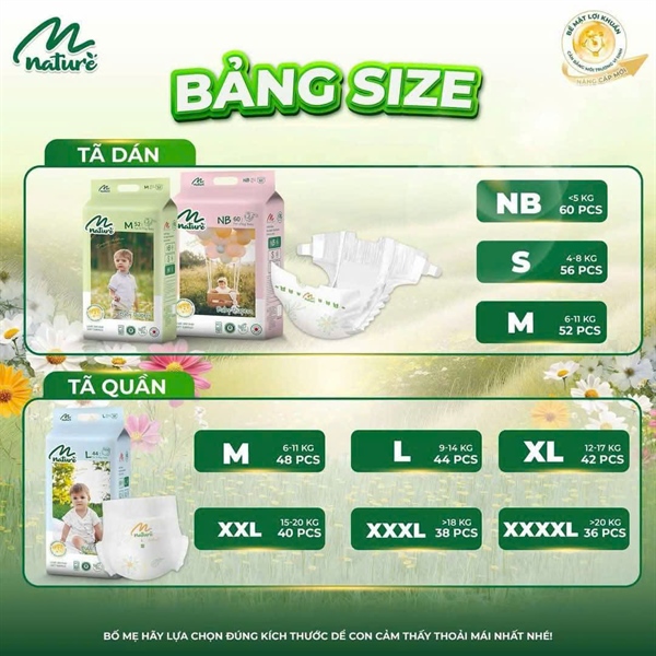 Tã quần Momo Nature L 44 Miếng