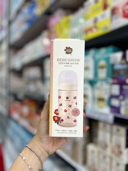 Bình sữa Green finger PPSU Hoa trà 280ml