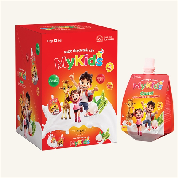Nước thạch trái cây Mykids (Vị Vải) (Hộp 12 gói) - Ích Nhân