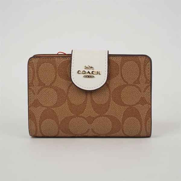 Ví Coach nâu nắp trắng +