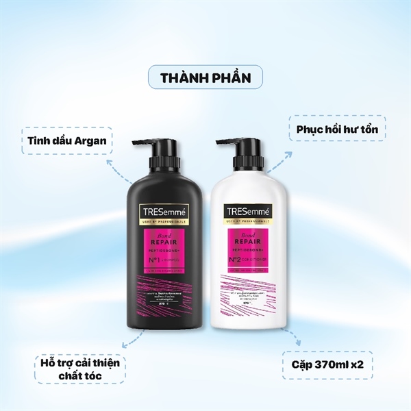 Cặp Gội Xả Tresemme Keratin Smooth Thái Lan 370ml - Bond Repair