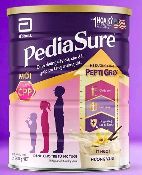 Sữa PediaSure ít ngọt hương Vanilla 800g (Thùng 12 hộp) - Abbott/Singapore