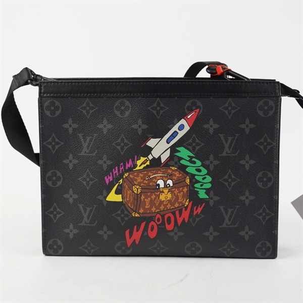 Túi LV Clutch hoa đen in hình kèm lót form sz27 +