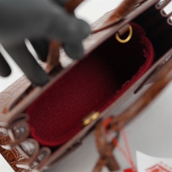 Túi YSL Handle nâu da cá sấu kèm ổ + 2 chìa có lót form sz22 (HN) KG+