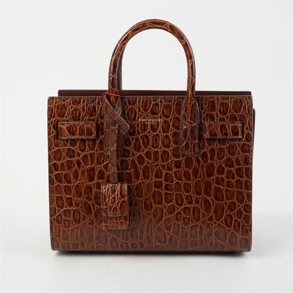 Túi YSL Handle nâu da cá sấu kèm ổ + 2 chìa có lót form sz22 (HN) KG+