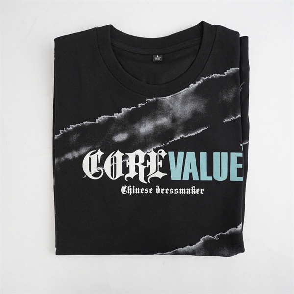 Áo thun đen cổ tròn sọc chéo 2XL KG+