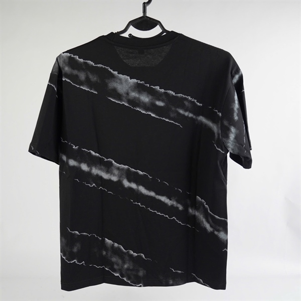 Áo thun đen cổ tròn sọc chéo XL KG+