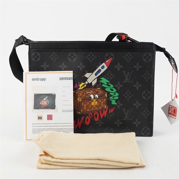 Túi LV Clutch hoa đen in hình kèm lót form sz27 +