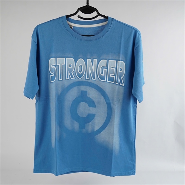 Áo thun xanh in chữ Stronger 3XL KG+